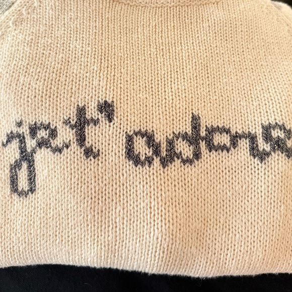 ANTHROPOLOGIE Moth Je T’Adore Pullover Cream & Metallic Silver Striped Sweater L - Picture 8 of 8